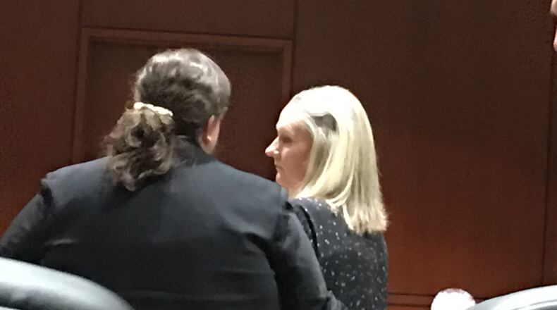 Former Springboro teacher Amy Panzeca appeared Tuesday in Warren County Common Pleas Court for a hearing concerning the execution of her six-month jail sentence. Judge Donald E. Oda II continued the matter for 90-days. FILE PHOTO
Springboro teacher Amy Panzeca is due back in court today in Lebanon. LAWRENCE BUDD/STAFF