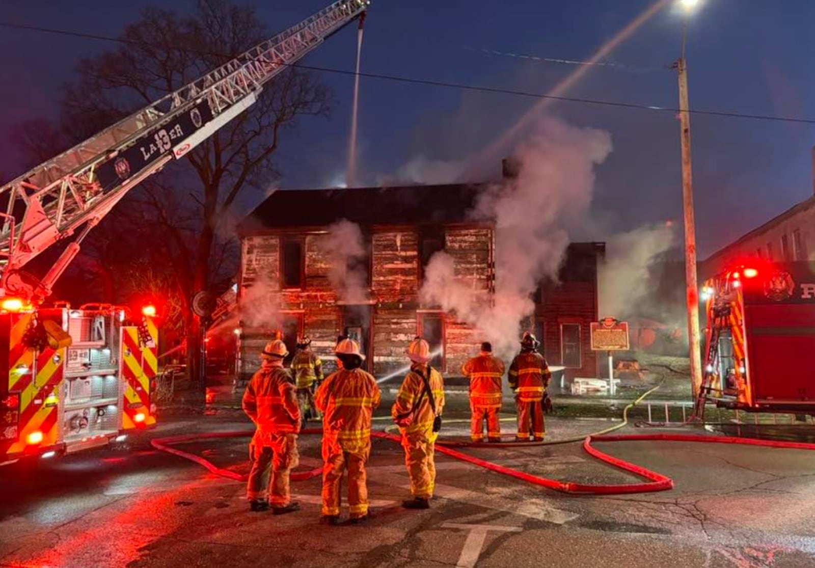 The Overfield Tavern Museum in Troy was heavily damaged in a fire Saturday morning. COURTESY: Overfield Tavern Museum Facebook page