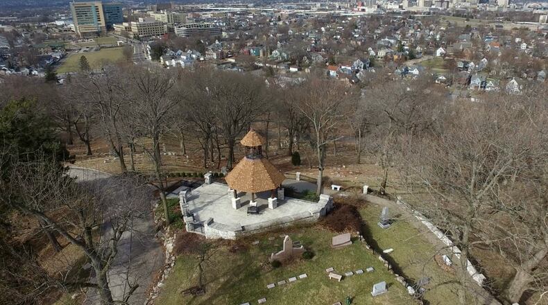 Drone view of historic Woodland Cemetery