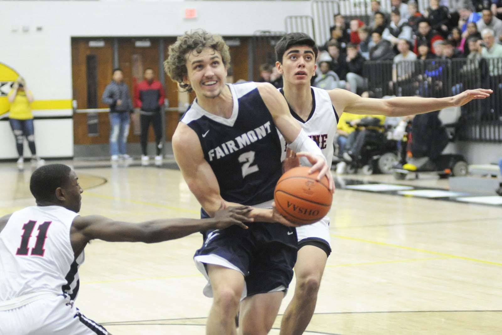 Kellan Bochenek (2) led Fairmont with 24 points. Fairmont defeated Wayne 51-43 in a boys high school basketball D-I sectional final at Centerville on Monday, March 4, 2019. MARC PENDLETON / STAFF
