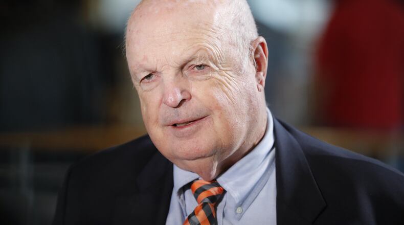 Mike Brown, owner of the Cincinnati Bengals NFL football team, speaks while being interviewed at Paul Brown Stadium during the team’s media luncheon, Tuesday, July 23, 2019, in Cincinnati. (AP Photo/John Minchillo)
