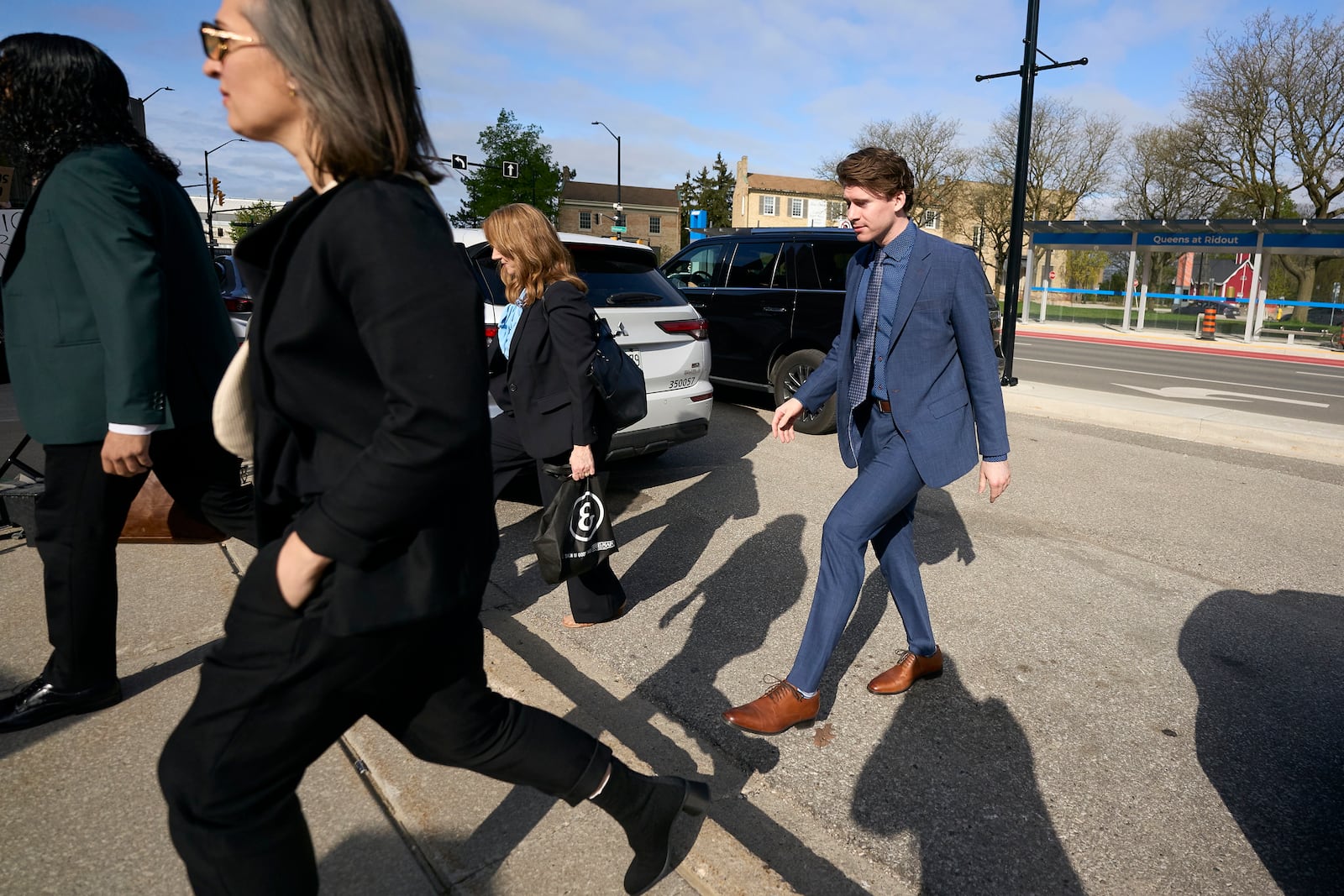 Carter Hart, one of five hockey players charged with sexual assault, arrives at the courthouse in London, Ontario, Thursday, May 8, 2025. (Geoff Robins/The Canadian Press via AP)