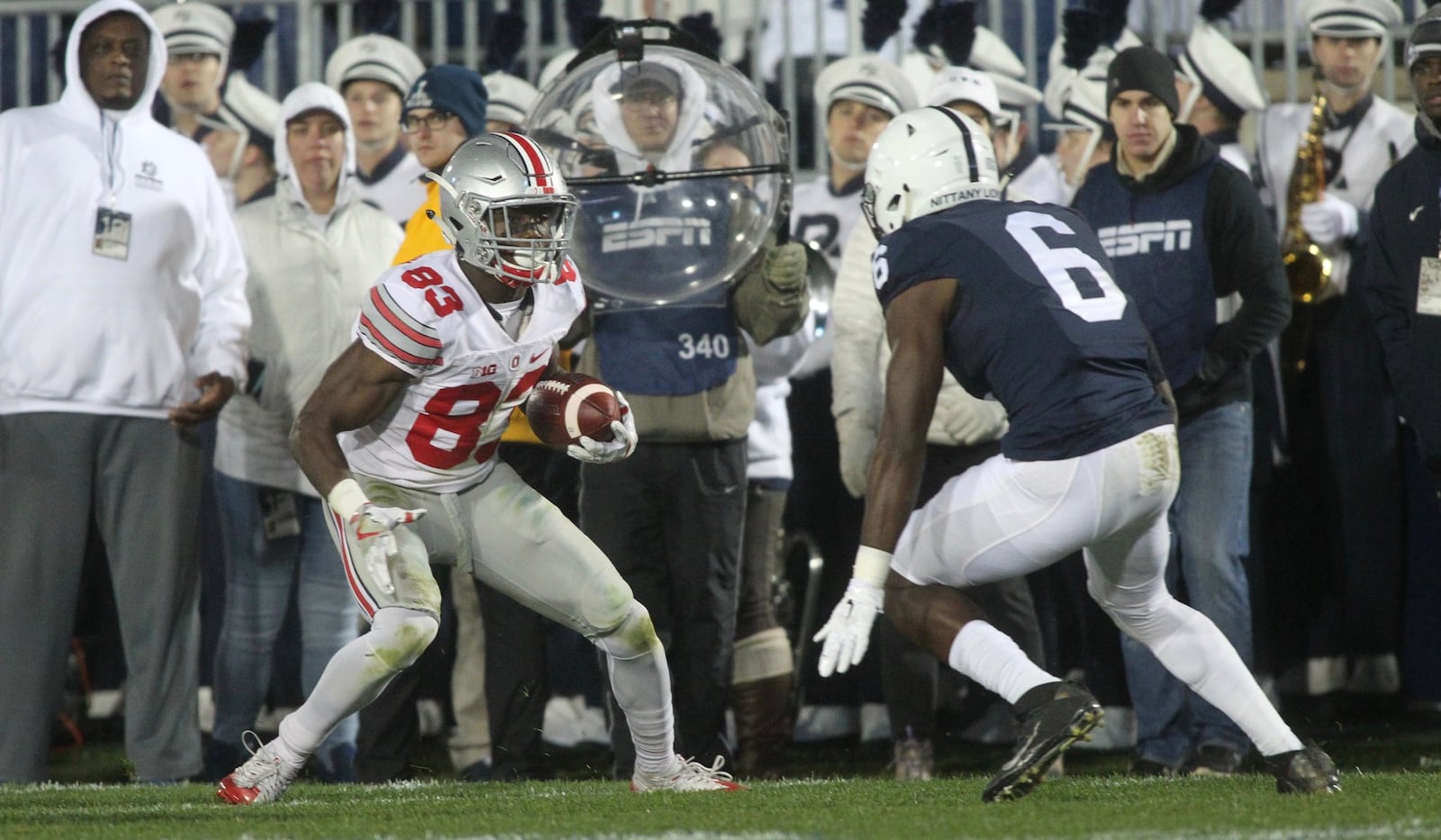 Ohio State’s Terry McLaurin looks for running room after a catch against Penn State on Saturday, Oct. 22, 2016, at Beaver Stadium in State College, Pa. David Jablonski/Staff
