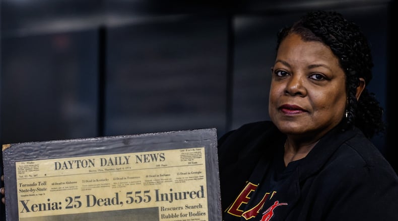 Lesa Taylor DeVond was in 10th grade at Xenia High School and watched the April 3, 1974 tornado devastate the town. JIM NOELKER/STAFF