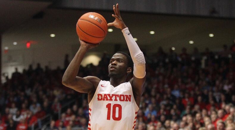 Dayton’s Jalen Crutcher, pictured earlier this season, scored xxx points in the Flyers’ win over Presbyterian at UD Arena. David Jablonski/Staff