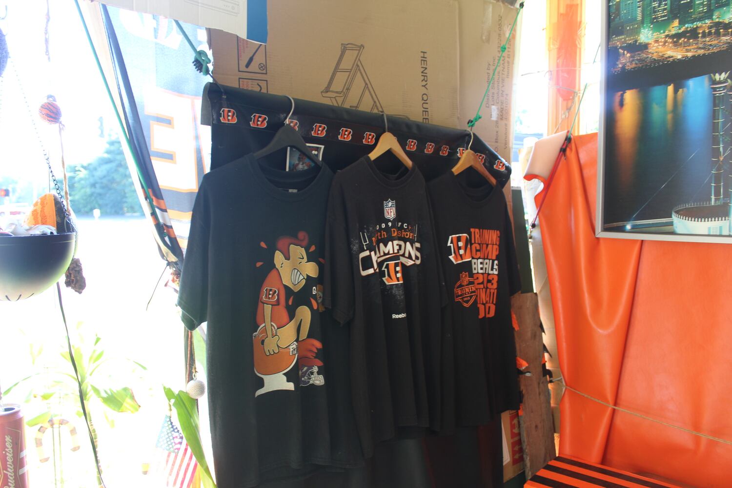 This is the man who lives in the “Bengals MAN CAVE” across from Dot’s Supermarket