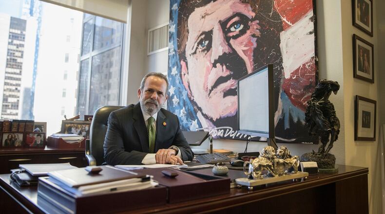 In this Friday, Feb. 17, 2017, photo, Trump Hotels CEO Eric Danziger poses for a portrait in his office at Trump Tower in New York. The Trumps are launching a new hotel chain in a bold expansion of a company that critics say is already too big and opaque for an owner who sits in the Oval Office. Called Scion, the aim is to open dozens in the next three years. (AP Photo/Mary Altaffer)