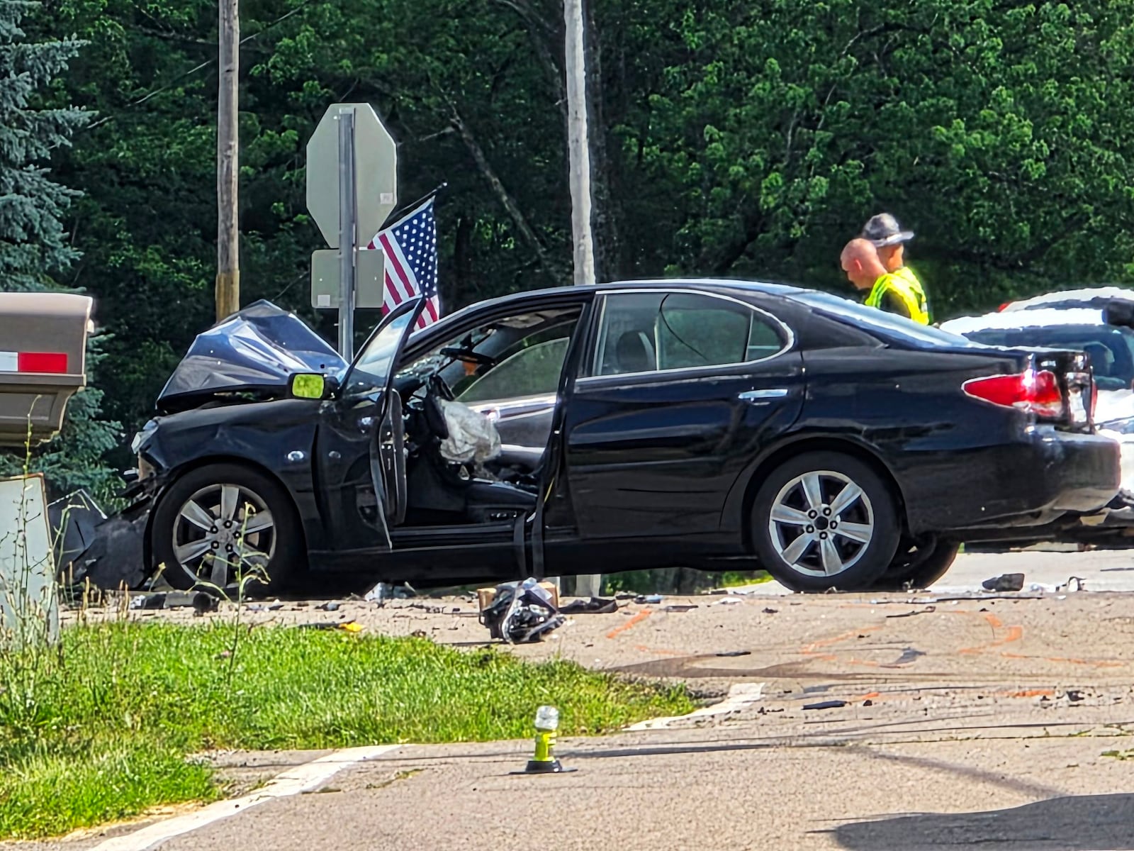 A West Carrollton woman died after a three-vehicle crash in Franklin Twp. July 1, 2025. NICK GRAHAM / STAFF