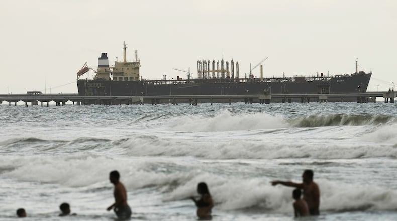 FILE - Evana, an oil tanker, is docked at El Palito Port in Puerto Cabello, Venezuela, Dec. 21, 2025. The U.S. military says U.S. forces have boarded another oil tanker in the Caribbean Sea. The Olina is the fifth tanker seized by U.S. forces. (AP Photo/Matias Delacroix, File)