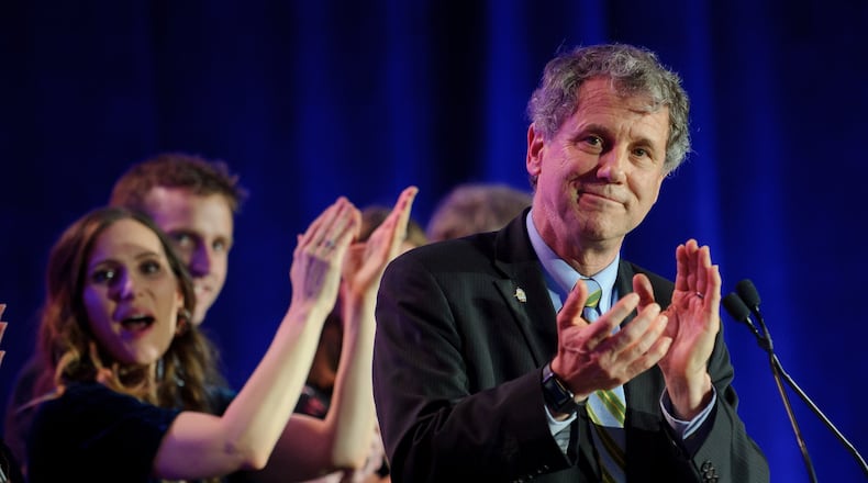 U.S. Sen. Sherrod Brown celebrates his campaign victory at the Hyatt Regency on November 6, 2018 in Columbus, Ohio. Sherrod defeated Republican challenger Jim Renacci to win a third term in the U.S. Senate. (Photo by Jeff Swensen/Getty Images)