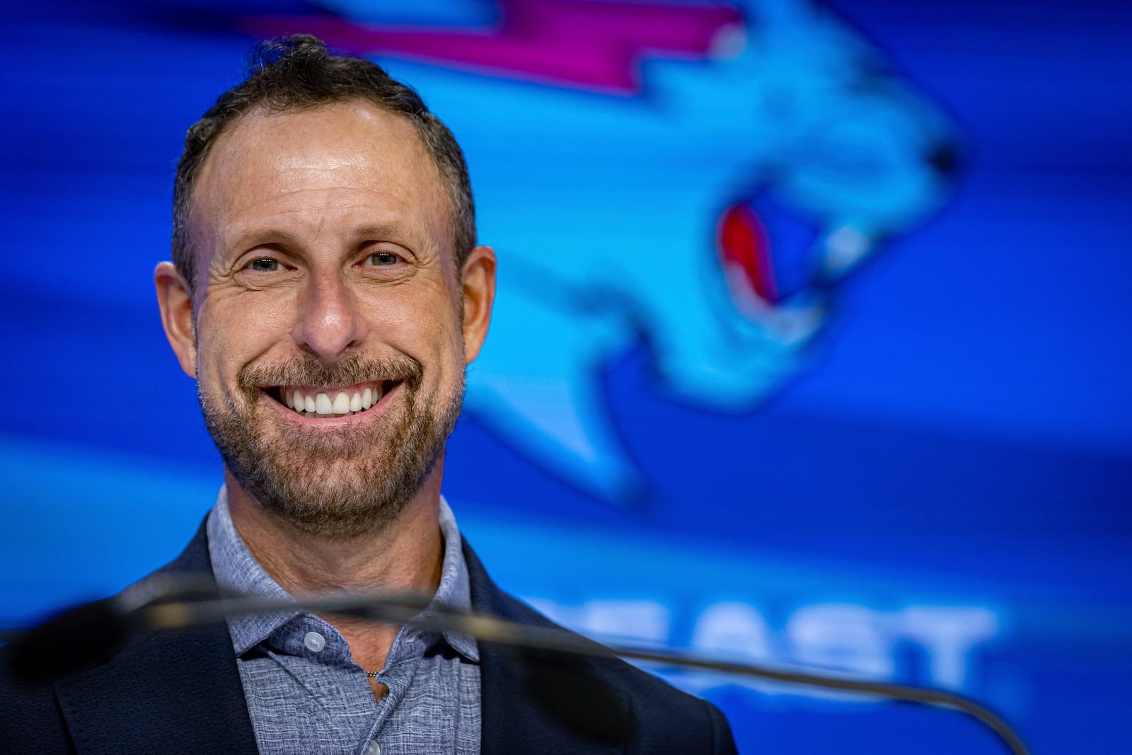 Jeffrey Housenbold, CEO and president of MrBeast, poses for a picture during a Nasdaq closing bell ceremony Wednesday, July 23, 2025, in New York's Times Square. (AP Photo/Stefan Jeremiah)