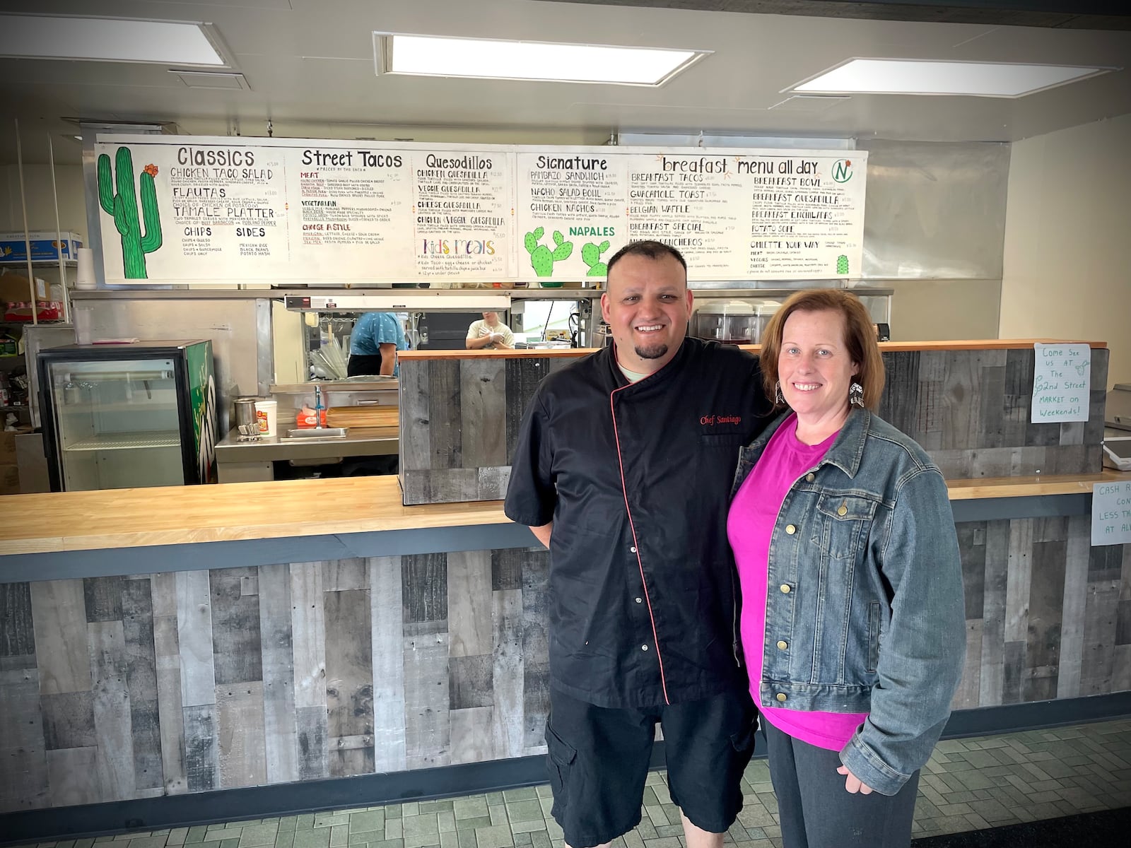 Napales, a food vendor at 2nd Street Market for eight years, has opened a restaurant at 2901 N. Dixie Drive in Harrison Twp. Pictured is owners Santiago and Jen Herrera. NATALIE JONES/STAFF