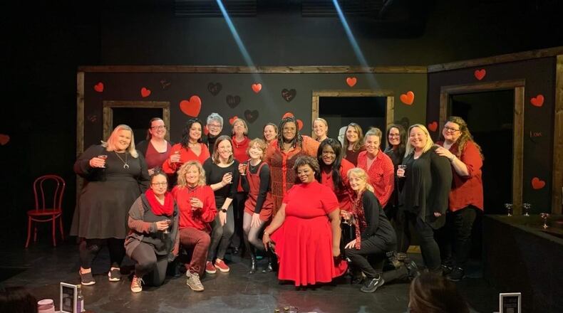 Black Box Improv Theater's Galentine’s Day show, a showcase of female talent, will be held Saturday, Feb. 11. Pictured: The 2022 Galentine's cast celebrates with a champagne toast. CONTRIBUTED