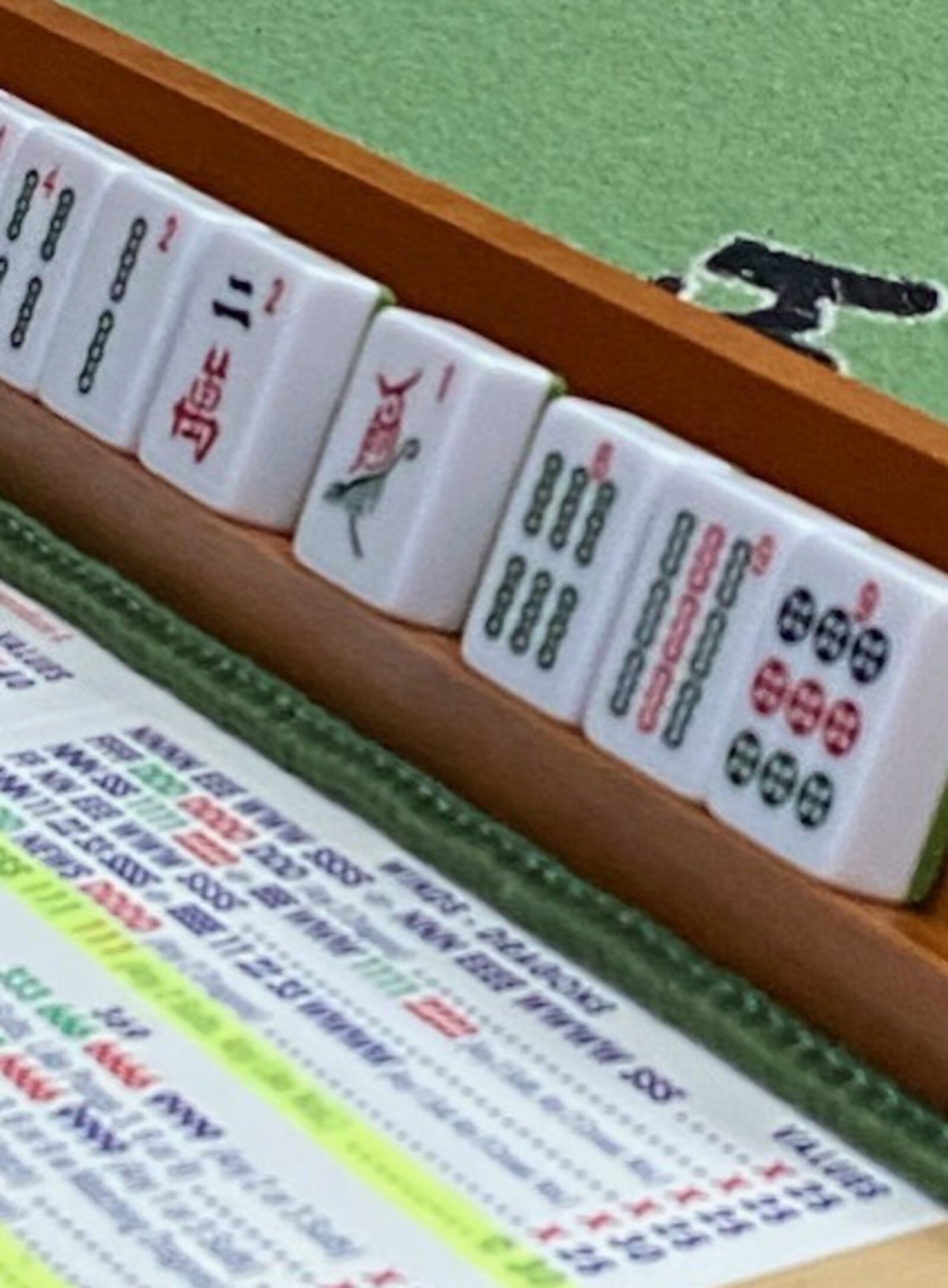 Mahjong requires players to match tiles printed with dragons, flowers, bamboo and Chinese symbols. A winning hand matches one in the official rule card issued annually. CONTRIBUTED