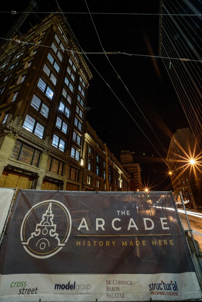 Dayton Arcade illuminated