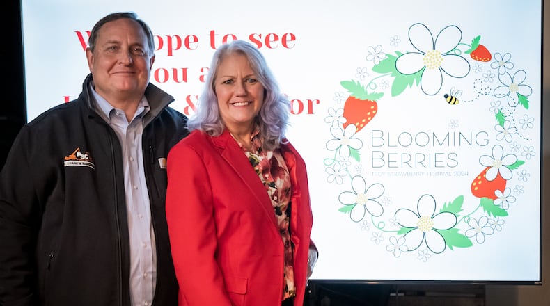Francis and Jules Harris at 2024 Strawberry Festival kick off. Jules is the general chair of Troy's biggest annual event this year. CONTRIBUTED PHOTO