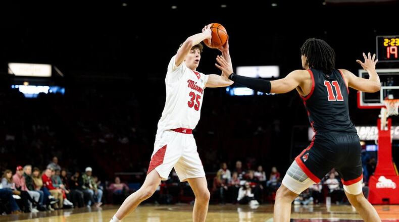 Miami freshman Reece Potter, shown earlier this season vs. Ball State, scored 15 points off the bench Saturday in the RedHawks' win over Central Michigan. Ricardo Trevino/Miami Athletics