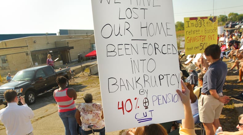 Delphi retirees rally in this 2012 file photo.