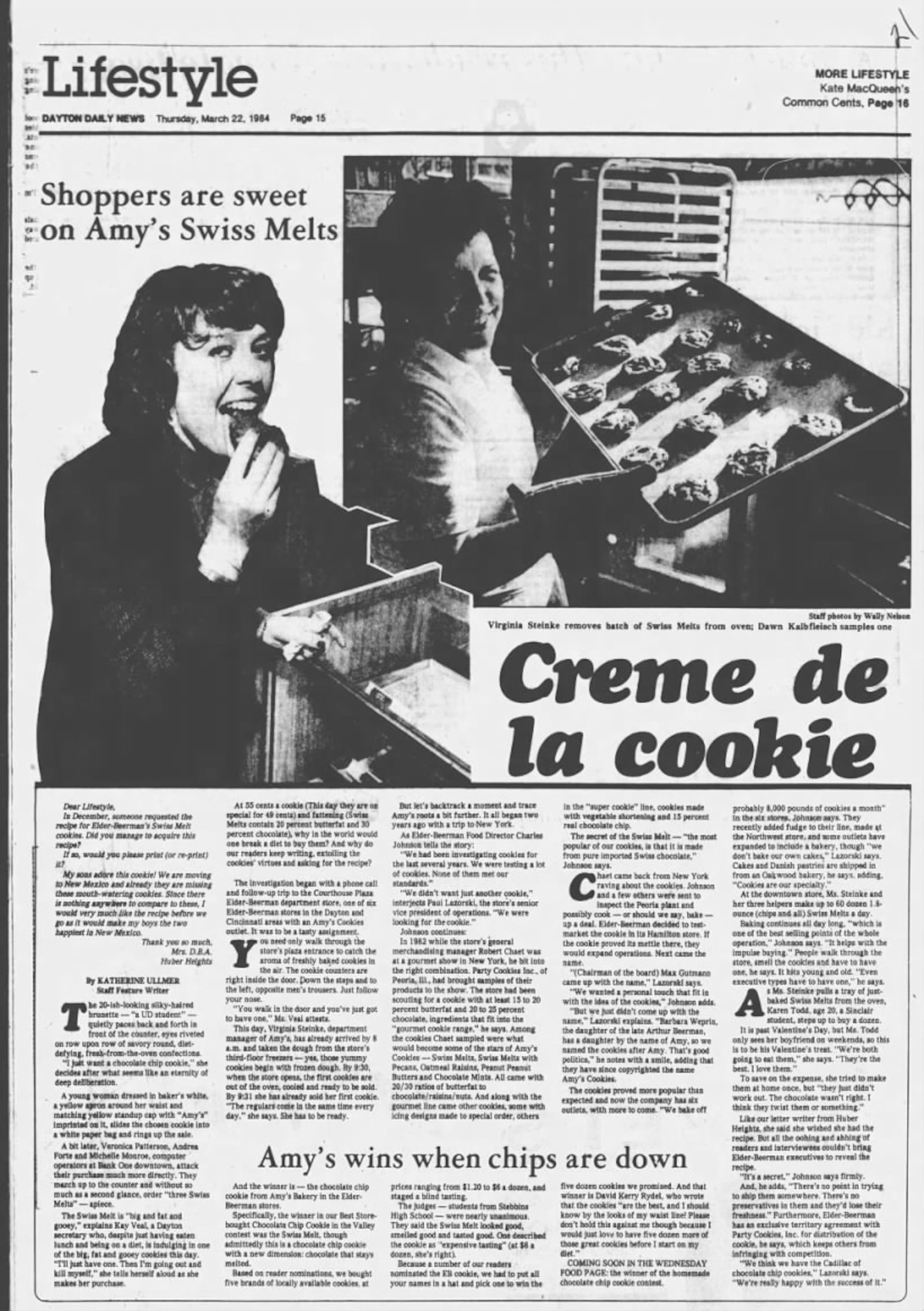 A March, 22, 1984 Dayton Daily News story on Amy's Swiss Melts (DAYTON DAILY NEWS ARCHIVES).