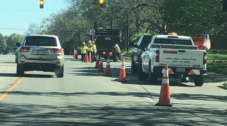 Crews are working to repair areas on Ohio 48 this week. Next week the Ohio Department of Transportation is set to start resurfacing about a 1.5-mile stretch in Kettering. NICK BLIZZARD/STAFF