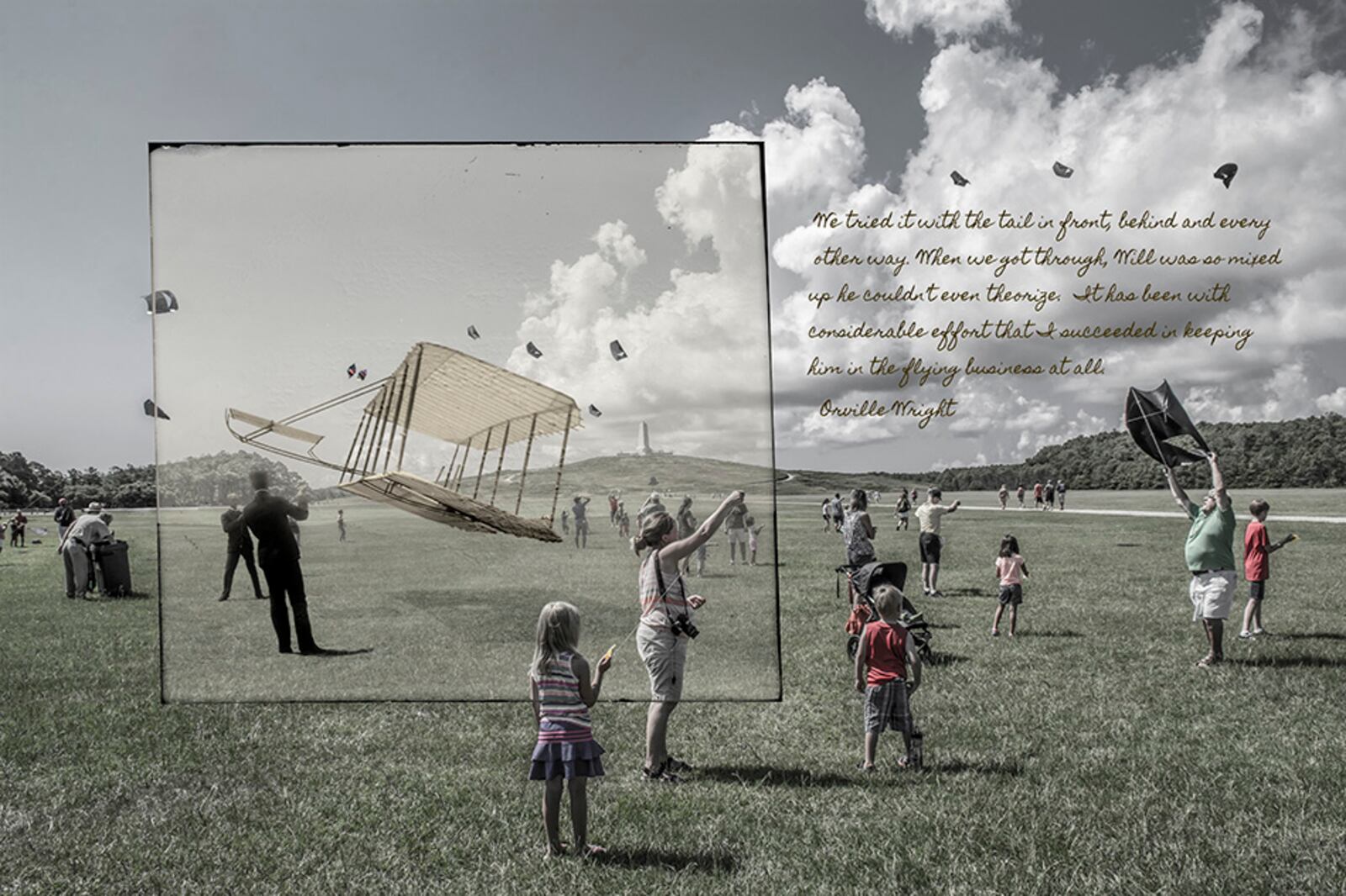 One of the photos on display at the K12 Gallery & TEJAS the April exhibition of Dan Cleary's "Wright Brothers: Then and Now." CONTRIBUTED