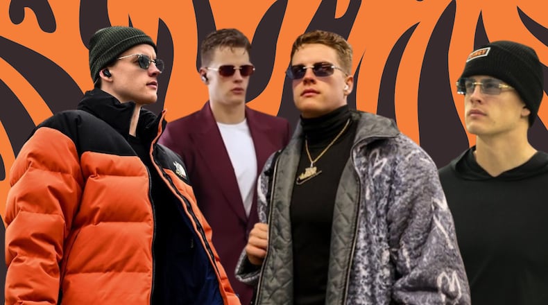 Cincinnati Bengals Quarterback Joe Burrow is known for having style: It's always a surprise to fans what he will wear when he shows up on game days. FILE