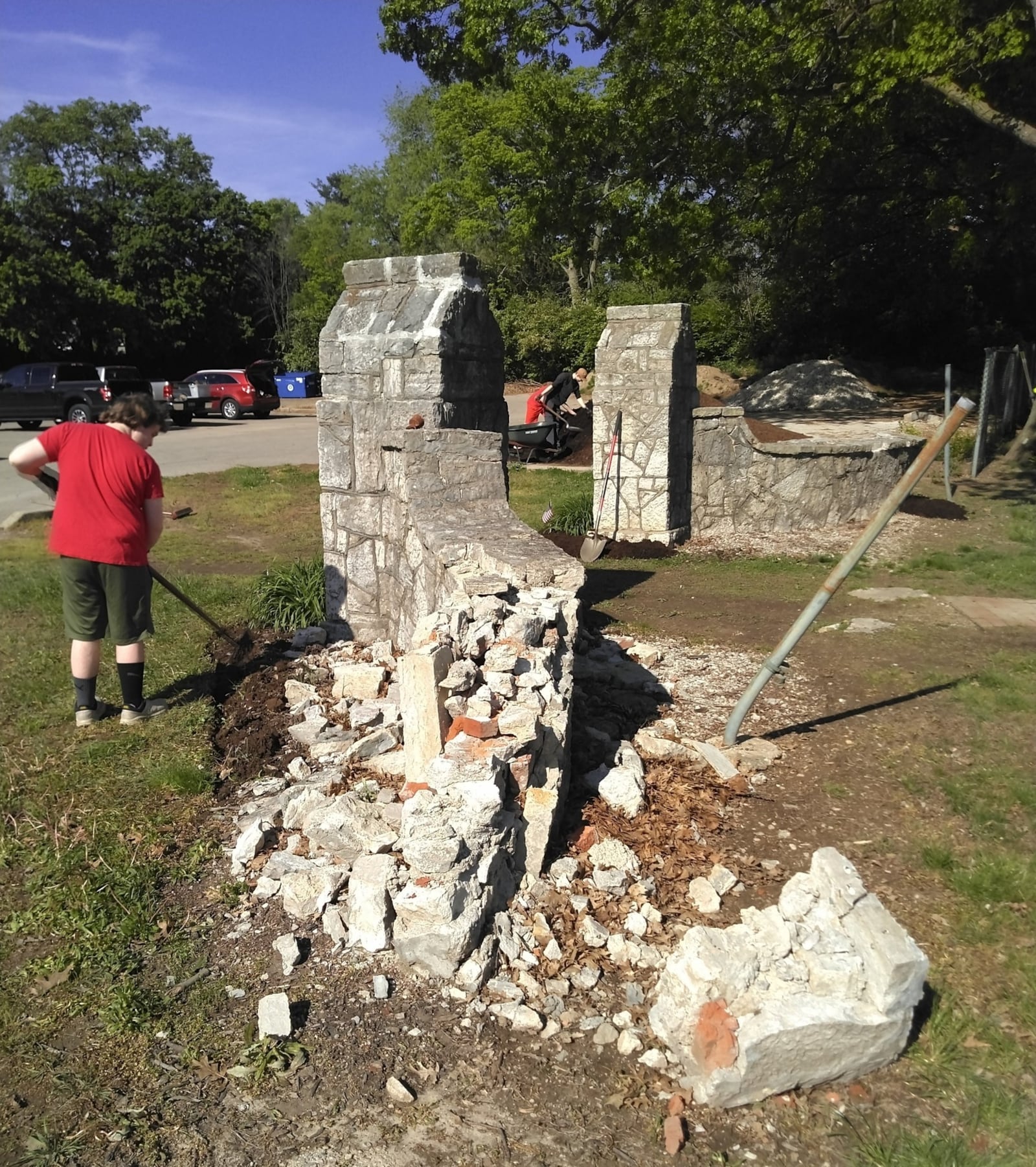 Scouts from Troop 193 from Good Shepherd Lutheran Church in Kettering work to beautify the Victory Oak Knoll World War I memorial Saturday, May 10, 2025, at Community Golf Course. The scouts have served as caretakers for the memorial site for nearly two decades. CONTRIBUTED