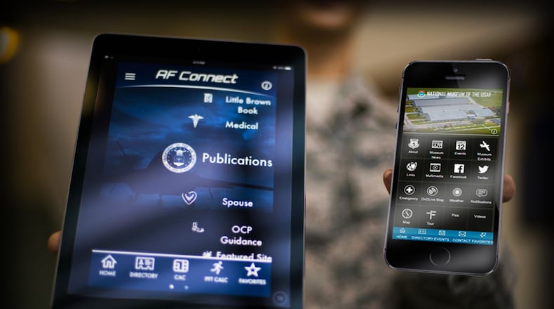 The USAF Connect mobile app has everything you need to stay in touch and up to date with the National Museum of the U.S. Air Force. This provides easy access to visitor and exhibit information, event calendar, aviation trivia, social media and other items. (U.S. Air Force graphic)