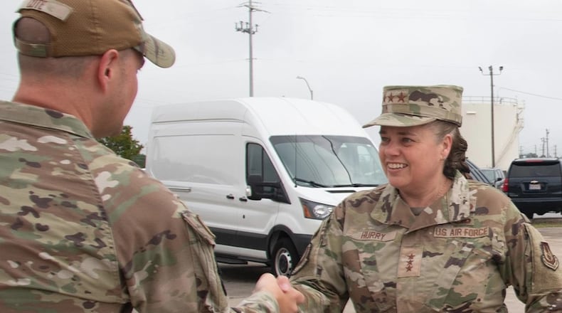 Lt. Gen. Linda S. Hurry, now commander of Air Force Materiel Command, arrived at 96th Logistics Readiness Squadron materiel management flight, Eglin Air Force Base, Fla., May 2, 2024. Air Force photo by Michelle Gigante