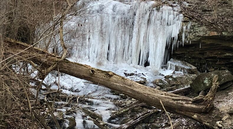Beth Adelman of Englewood took this photo in December the day after the Dayton area’s first freezing day. She says, “I was hiking with a friend at Englewood MetroPark, and we came upon the frozen falls. What a beautiful site.”