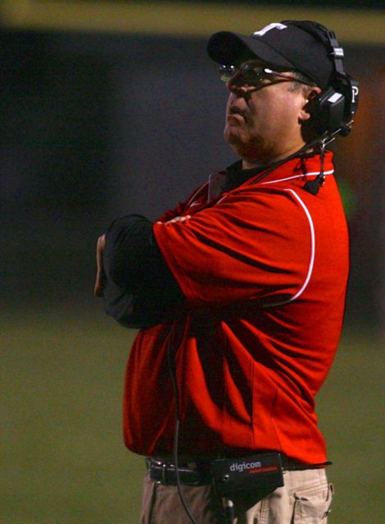 Tecumseh coach Kent Massie watches the action on Friday, Oct. 18, 2013, at Spitzer Stadium in New Carlisle.