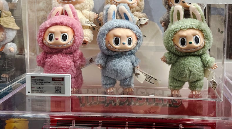 FILE - Labubu dolls are on display at the Pop Mart store at American Dream mall in East Rutherford, N.J., on Saturday, July 12, 2025. (AP Photo/Ted Shaffrey, File)