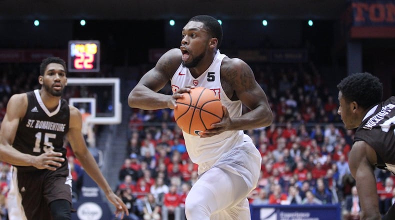 Dayton’s Trey Landers drives to the basket against St. Bonaventure on Wednesday, Jan. 3, 2018, at UD Arena. David Jablonski/Staff