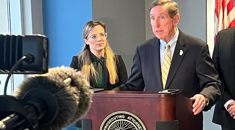 Montgomery County Prosecutor Mat Heck Jr. announces a 25-count indictment Monday, Nov. 20, 2023, against a fencing contractor accused of defrauding customers of nearly $138,000. CONTRIBUTED