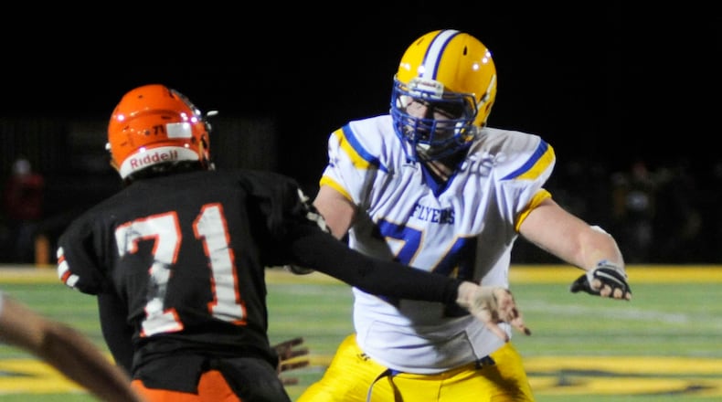 Marion Local sr. OL John Dirksen. Marion Local defeated Coldwater 33-0 in a D-VI, Region 24 high school football playoffs regional final at Sidney on Friday, Nov. 17, 2017. MARC PENDLETON / STAFF