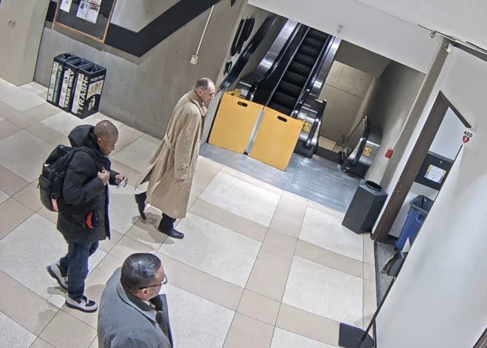 Local attorney Michael Wright walked out of the Montgomery County Board of Elections with Probate Court Judge David Brannon and bailiff Ryan Colvin immediately after he filed petitions to run as a Democrat for Brannon's seat on Feb. 4, 2026. This was captured by security cameras in the Montgomery County Administration building. CONTRIBUTED