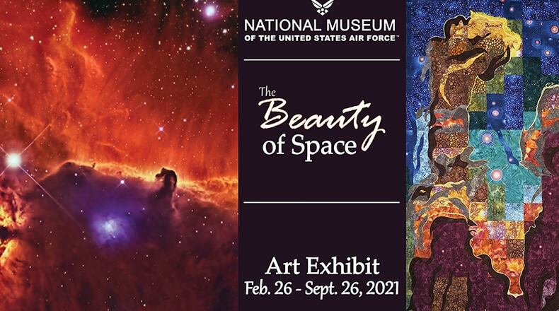 A new space art exhibit titled “The Beauty of Space” will open at the National Museum of the U.S. Air Force on Feb. 26. Artwork featured in this illustration include “The Pillars of Creation, A Stellar Nursery” by Robin Hart and “Horsehead and Flame Nebulae” by Kenneth Naiff. CONTRIBUTED GRAPHIC