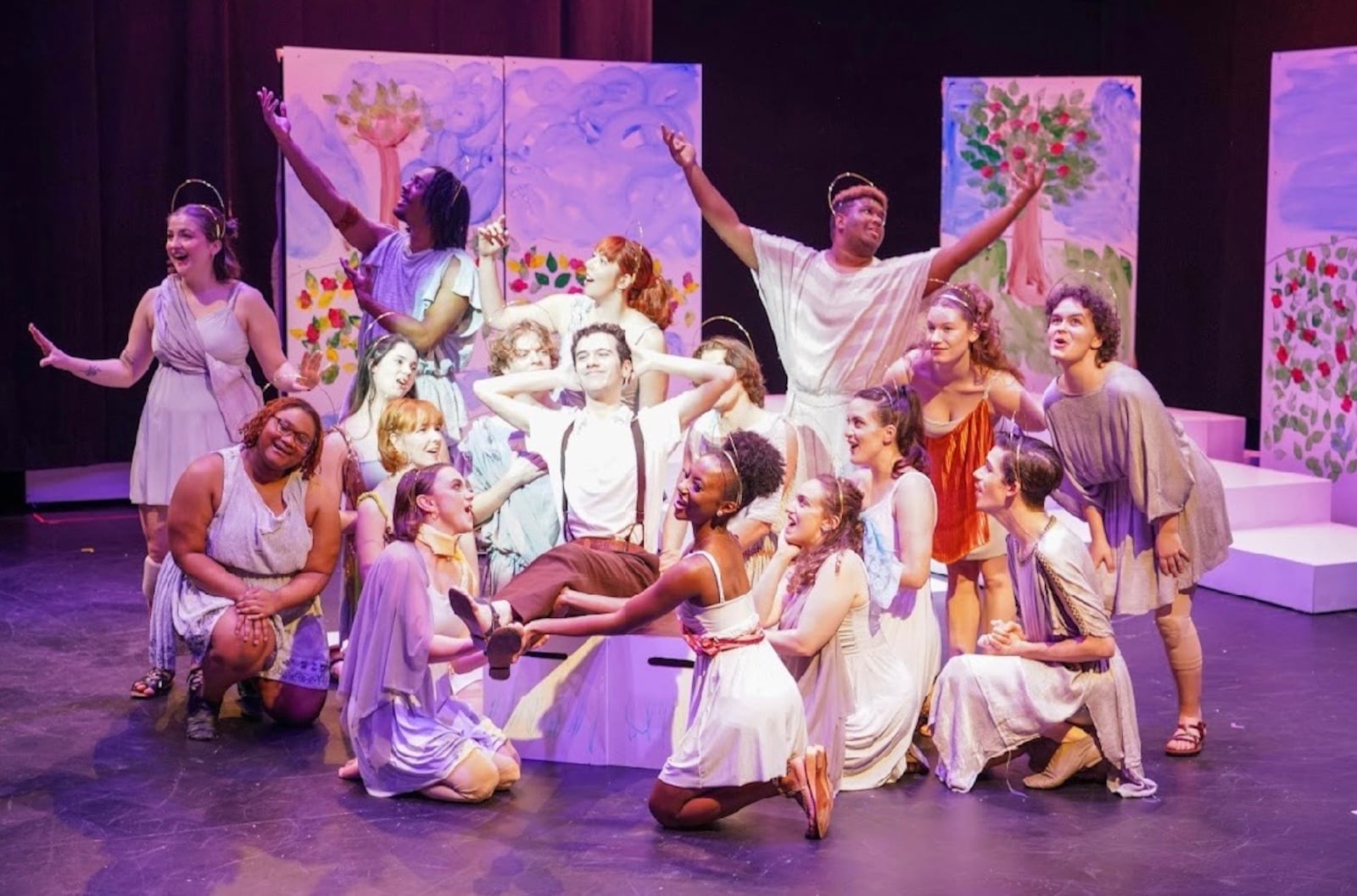 Danny Dobbins (center as Adam) and the cast of Wright State University's production of "The Apple Tree." Photo courtesy of Wright State Theatre