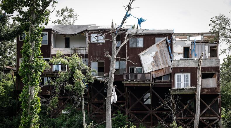 FILE PHOTO: The apartment building on Lofty Oaks Lane in Harrison Twp. was damaged in the 2019 Memorial Day tornados. JIM NOELKER/STAFF