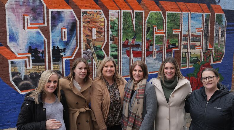Members of the Professional Women of Clark County, from left, Bridget Houston, Jessimi Jones, Leann Castillo, Maureen Sheehan Massaro, Andrea O'Connor and Sarah McPherson. Not pictured is Kathryn Rogers. BILL LACKEY/STAFF