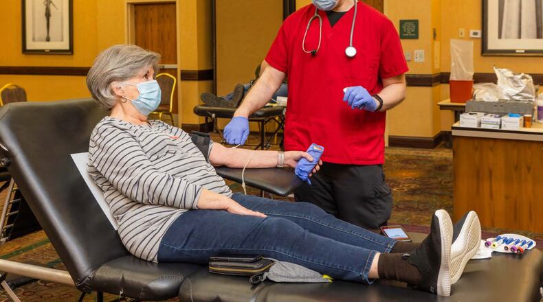 Pictured: February 2022 blood drive event at the Atrium-operated Embassy Suites by Hilton Kansas City International Airport in Kansas City, Missouri. (Photo: Business Wire/Associated Press)