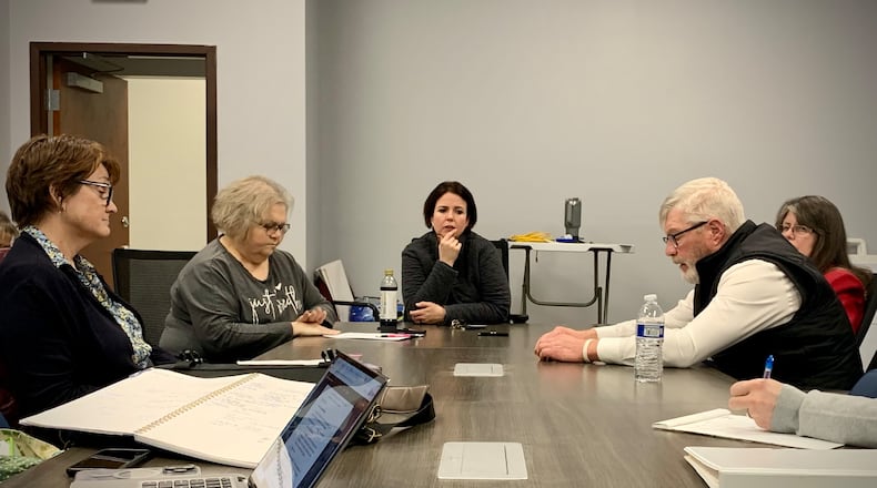 The Greene County Board of Elections, from left: Kim McCarthy, Anne Gerard, Elections Director Alisha Lampert, Bruce Hull, and Jan Basham. LONDON BISHOP/STAFF