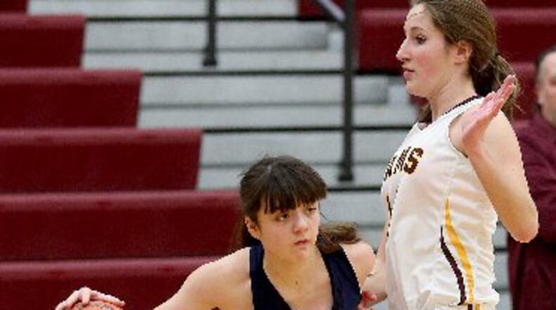 Oakwood guard Lauren Hapgood on the move. FILE