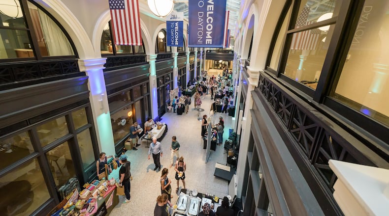 The Dayton Arcade and the Downtown Dayton Partnership hosted First Friday in the recently redeveloped North Arcade, located at 24 W. Third St. on June 6, 2025. The Ohio Senate is considering sunsetting the historic tax credit program that made possible the redevelopment of the Dayton Arcade. TOM GILLIAM/CONTRIBUTING PHOTOGRAPHER