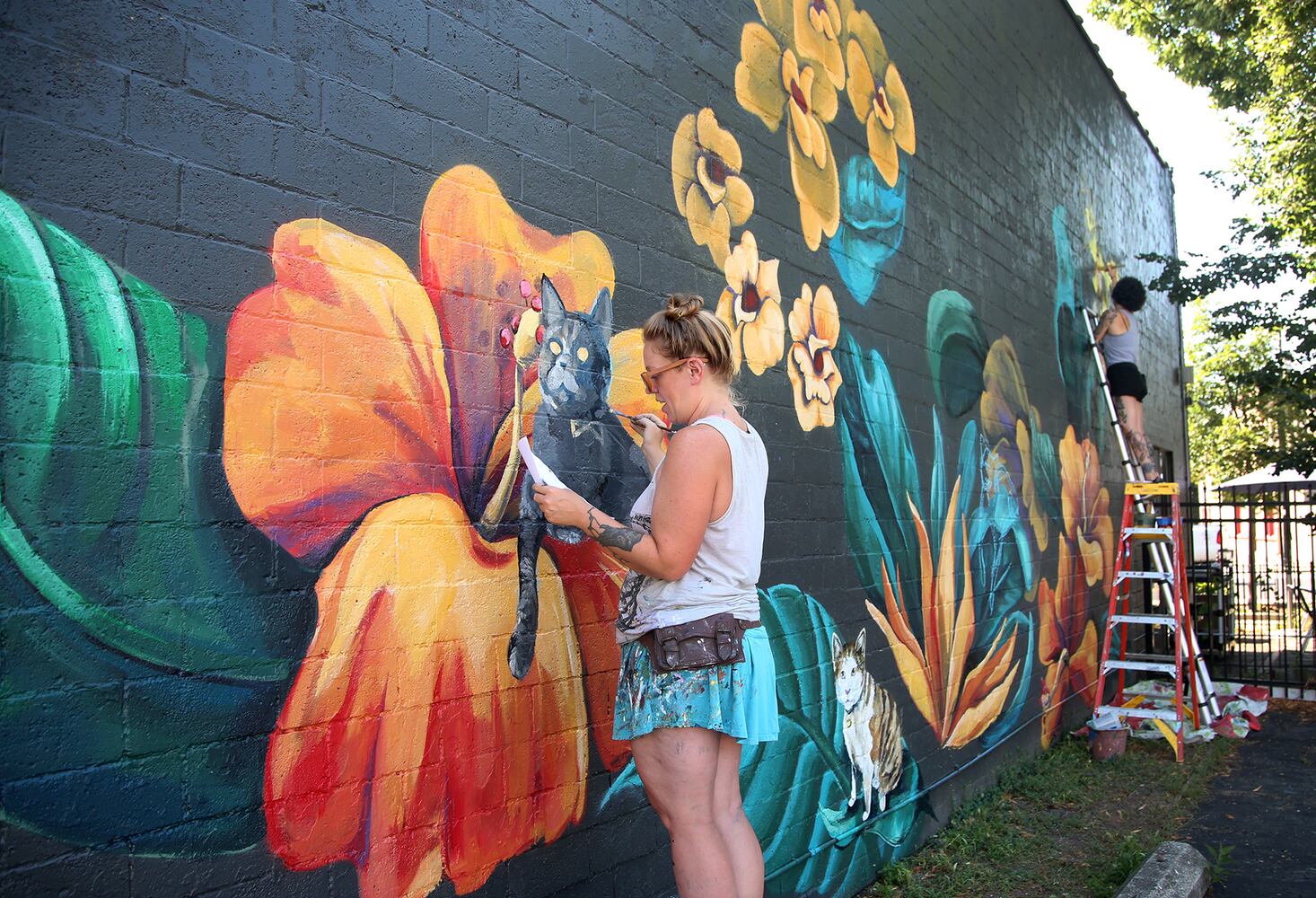 Cat mural in Dayton's Oregon District