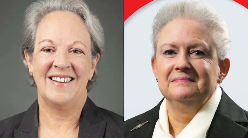 The candidates for Ohio's District 4 state board of education seat in the November 2022 election are Katie Hofmann (left) and Jenny Kilgore (right)