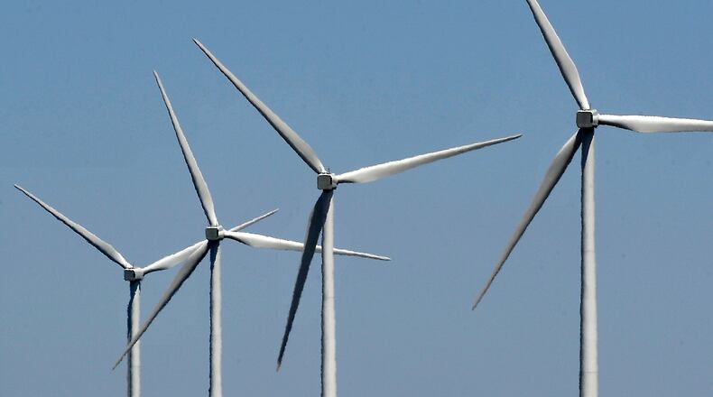The wind farm in Van Wert County, Ohio Thursday, July 12, 2012. Staff photo by Bill Lackey