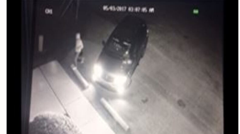 This is a surveillance photo from a May 3 incident at a Snow Roofing in Springboro.