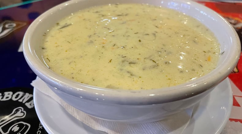 Blind Bob's, a family-owned tavern in Dayton’s Oregon District, has several unique appetizers and dishes customers can't get anywhere else, including pickle soup (pictured).