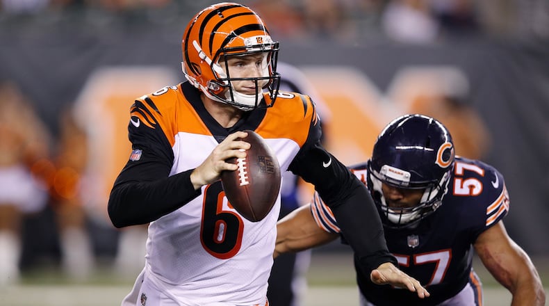 CINCINNATI, OH - AUGUST 09: Jeff Driskel #6 of the Cincinnati Bengals looks to pass in the third quarter of a preseason game against the Chicago Bears at Paul Brown Stadium on August 9, 2018 in Cincinnati, Ohio. (Photo by Joe Robbins/Getty Images)